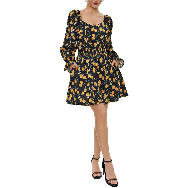 Amina Glam Womens Mini Dress, Black